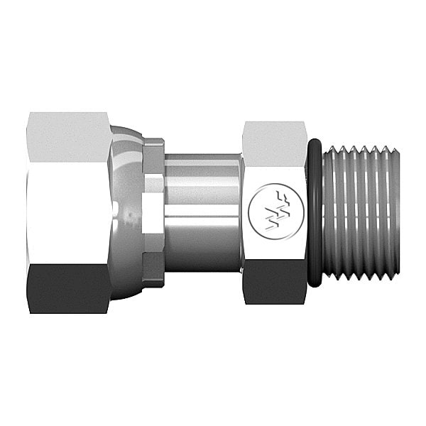 World Wide Fittings Female Flat Face O-Ring Swivel to Male O-Ring Boss Straight FS6540X12X12 - main